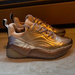 STELLA MCCARTNEY Metallic Rose Gold Faux Leather Eclypse Sneakers - Size IT 39